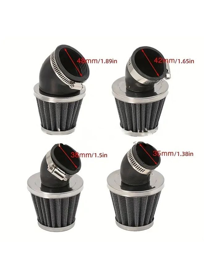 45 Degree Bend Oval Motorcycle Air Filter 42mm Stainless Steel Mesh Enhanced Airflow - Image 2